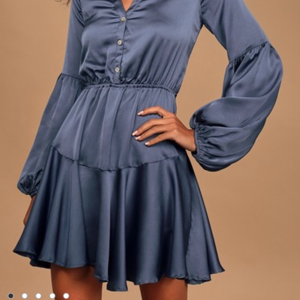 Sweetest Heart Dusty Blue Skater Dress. Size XL fall wedding guest dress